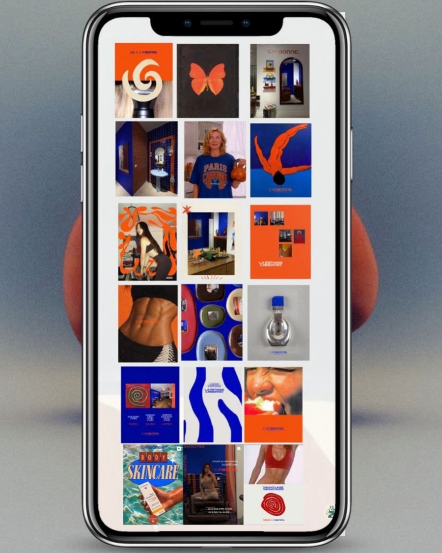 Feed Instagram Carbonne Paris en orange et bleu cobalt