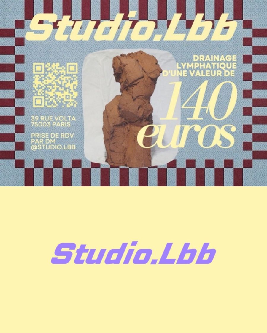 Flyer Studio.Lbb drainage lymphatique, damier bordeaux et logo lilas